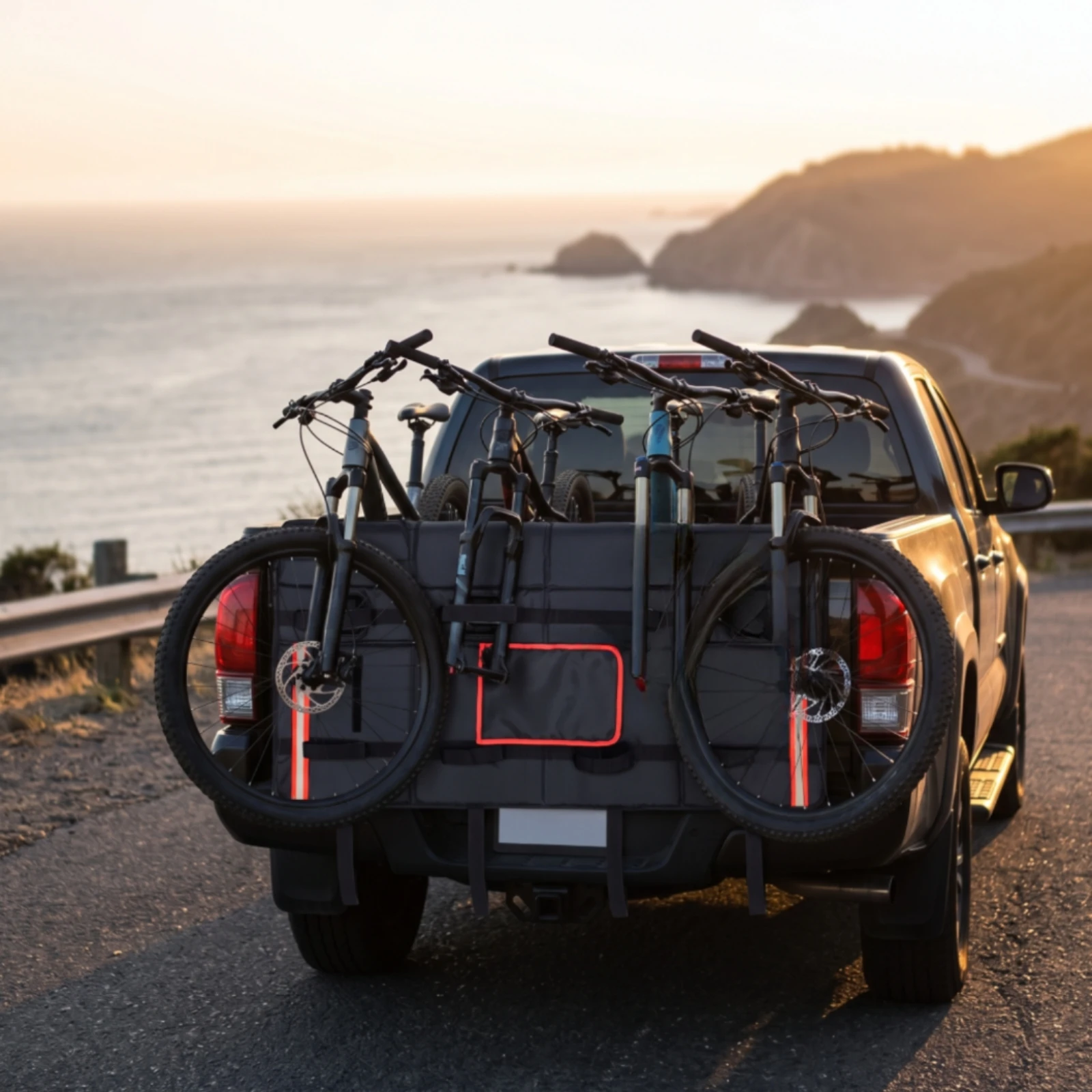 Tailgate Pad with Pocket Heavy-Duty Cycle Tailgate Mat Long-Lasting Wear-Resistant for Mountain Bikers, Pickup Trucks
