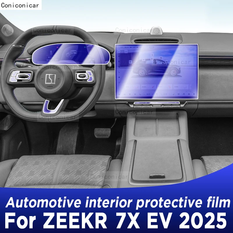 

For ZEEKR 7X EV 2025 Car Interior Center Console Transparent TPU Protective Film Anti-scratch Repair Film Accessories