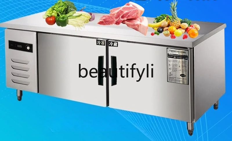 Refrigerated Workbench Commercial Fresh-Keeping Freezing Operation Table Freezer Flat Cooling Kitchen Refrigerator