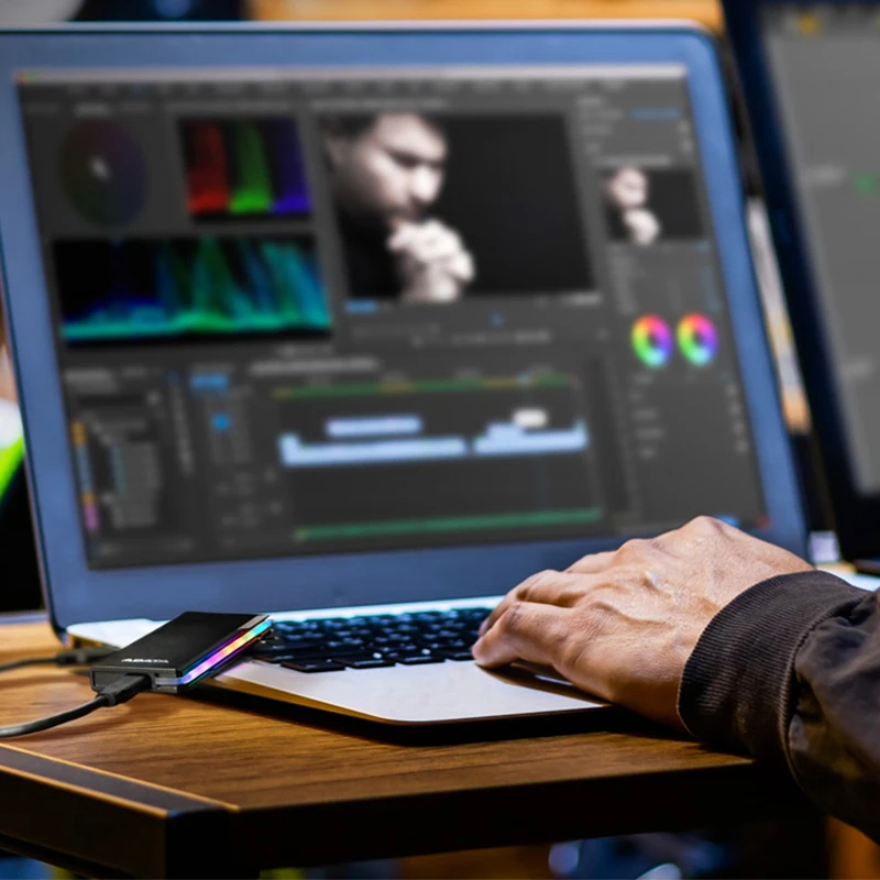 ADATA EC700G M.2 PCIe/SATA SSD Enclosure USB 3.2 Gen2 Type-C (USB 10Gbps) RGB Lighting Solid State Drive Case NVMe HD Box