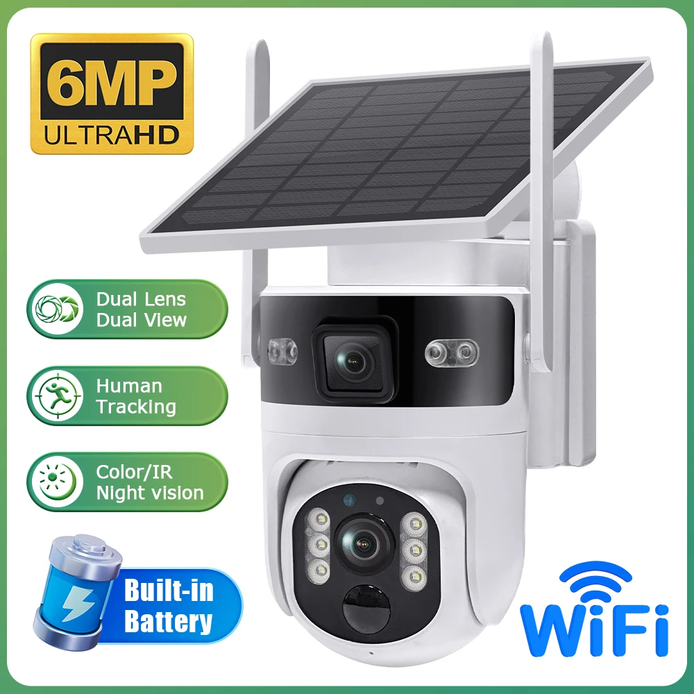 

6MP Ubox APP Solar Power Dual Lens 4G/WIFI IP Camera Full Color AI Humanoid Detection Home Security CCTV Monitor