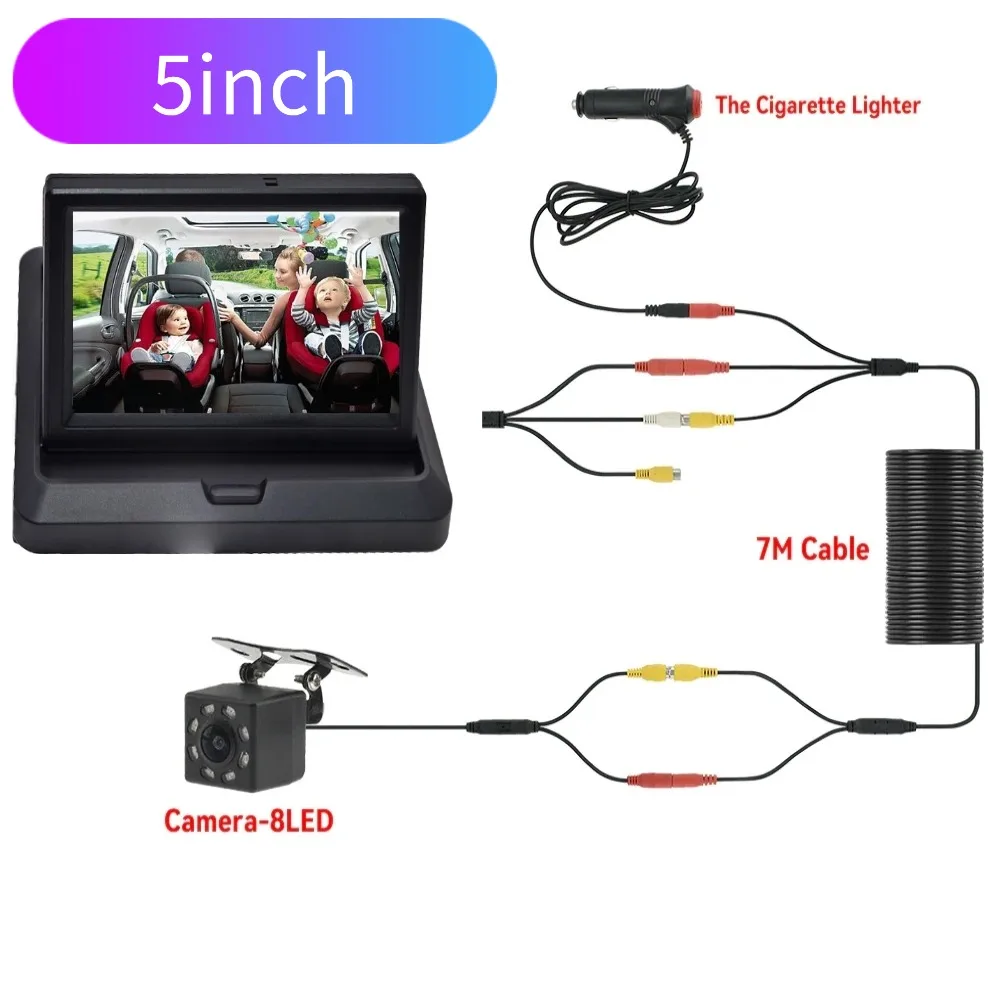 Parkplatz Auto Rückansicht Kamera Breite Grad 4,3/5 Zoll TFT LCD Farbe Display Monitor Wasserdichte Nachtsicht Rückfahr Backup – Detail 7