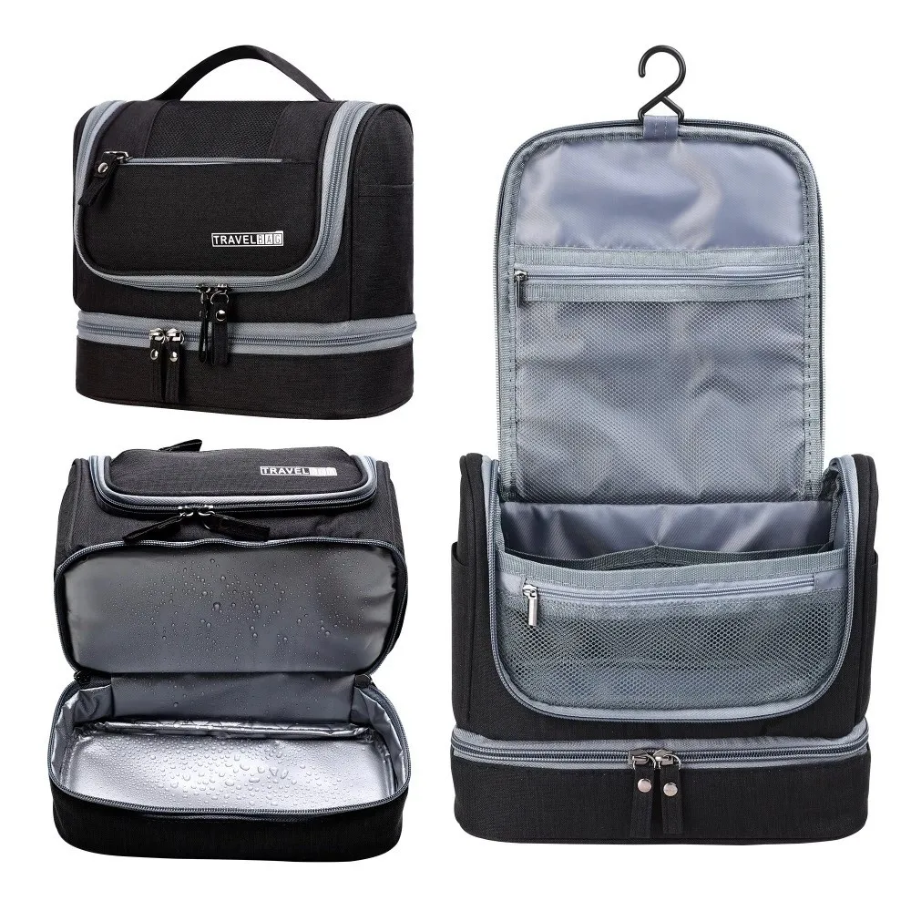 Solid Color Hanging Makeup Bag Oxford Cloth Waterproof Cosmetic Bag Multifunctional Dry-wet separation Cosmetic Organizer