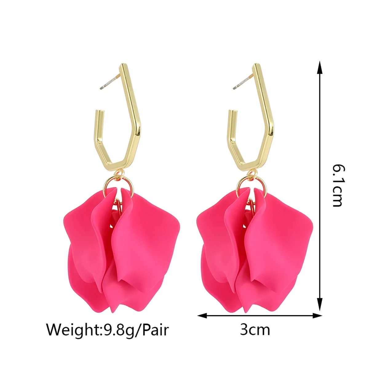 Korean Fashion Acrylic Rose Petals Flower Dangle Earrings for Women Luxury Trendy Design Wedding Party Jewelry Accessory