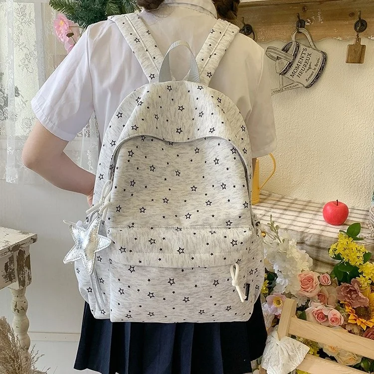 New Starry School Bag Unisex Double Shoulder Backpack for High School Students College Students Computer Bag Youth Fashion
