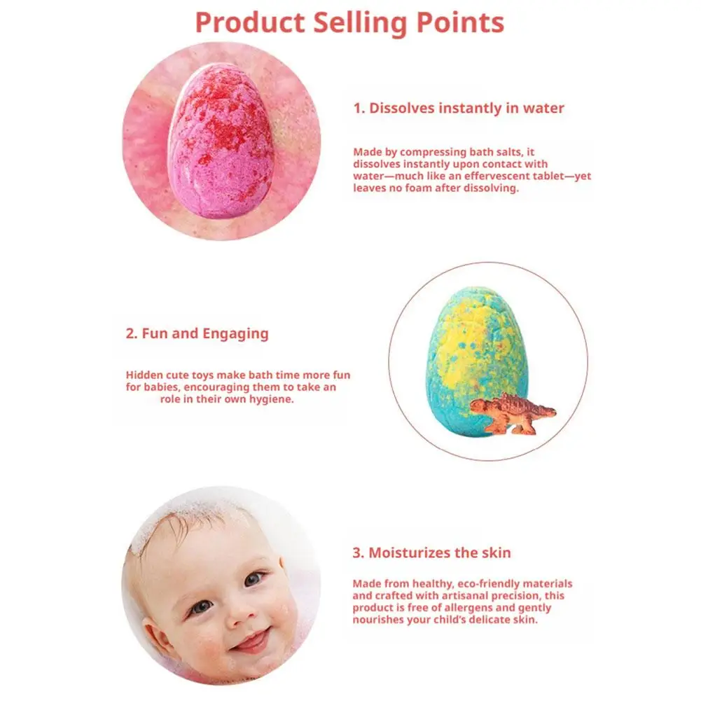 Naturally Handmade Bath Bomb Set 6pcs 120g Dinosaur Egg Design Children Bath Toys Baby Plant Health Safe Gentle Bathing Artifact - view 6