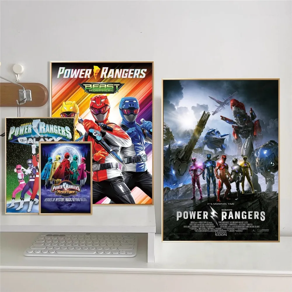 Movie P-Power R-Rangers Vintage Posters Sticky Whitepaper Sticker DIY Room Bar Cafe Room Wall Decor