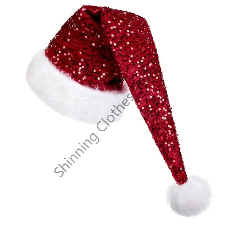M68A Warm Glitters Knitted Hats Double Layers Insulation Sequins for Various Ages Holiday Party Winter Accessories 5