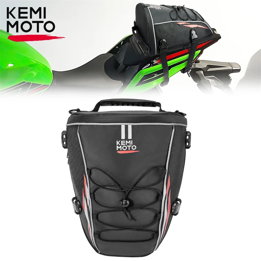 Motorcycle Tail Bags 10L Waterproof Luggage Tool Storage Rear Rack Bag with Shoulder Strap Rain Cover Motorcycle Accessories Bag