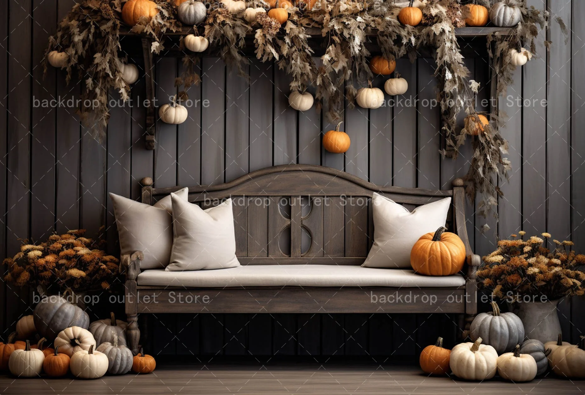 Mehofond Autumn Halloween Backdrop Photography Fall Harvest Maple Leaves Pumpkin Decor Family Portrait Background Photo Studio