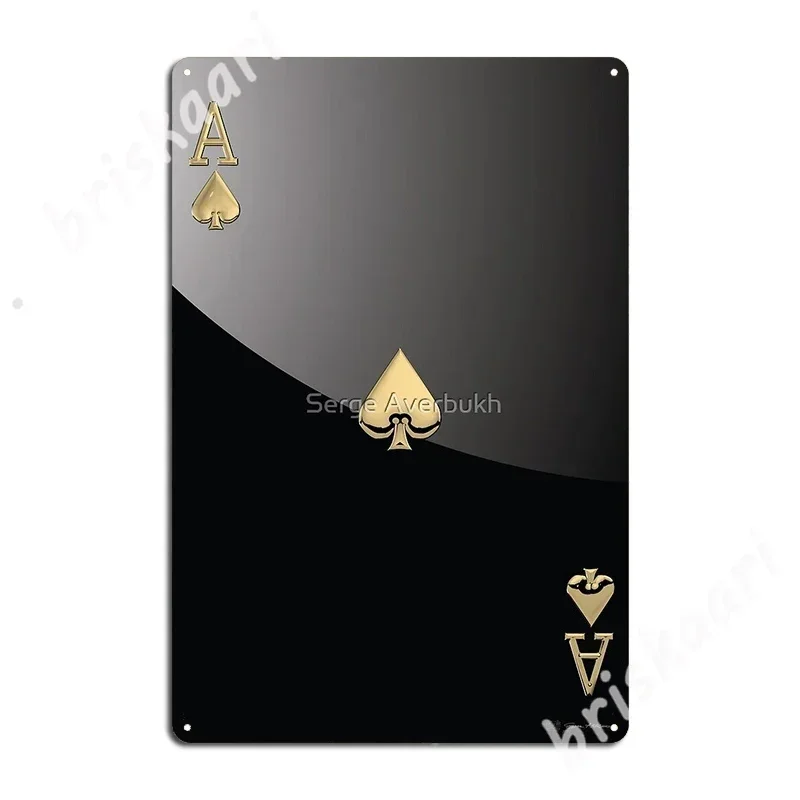 Ace Of Spades In Gold Over Black Metal Signs Cinema Kitchen pub Garage Funny Painting Décor Tin sign Posters