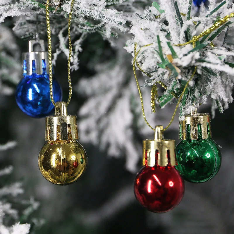 (24pcs/pack) 2cm Christmas Ball Colorful Bright Ball Christmas Tree Pendant New Year Window Display Scene Decoration Props DIY