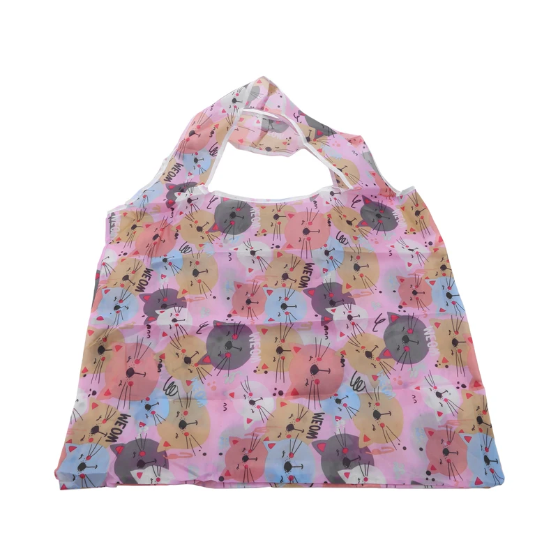 New Printing Foldable Recycle Shopping Bag Eco-Friendly Reusable Shopping Tote Bag Cartoon Floral Fruit Large Vegetable Grocery