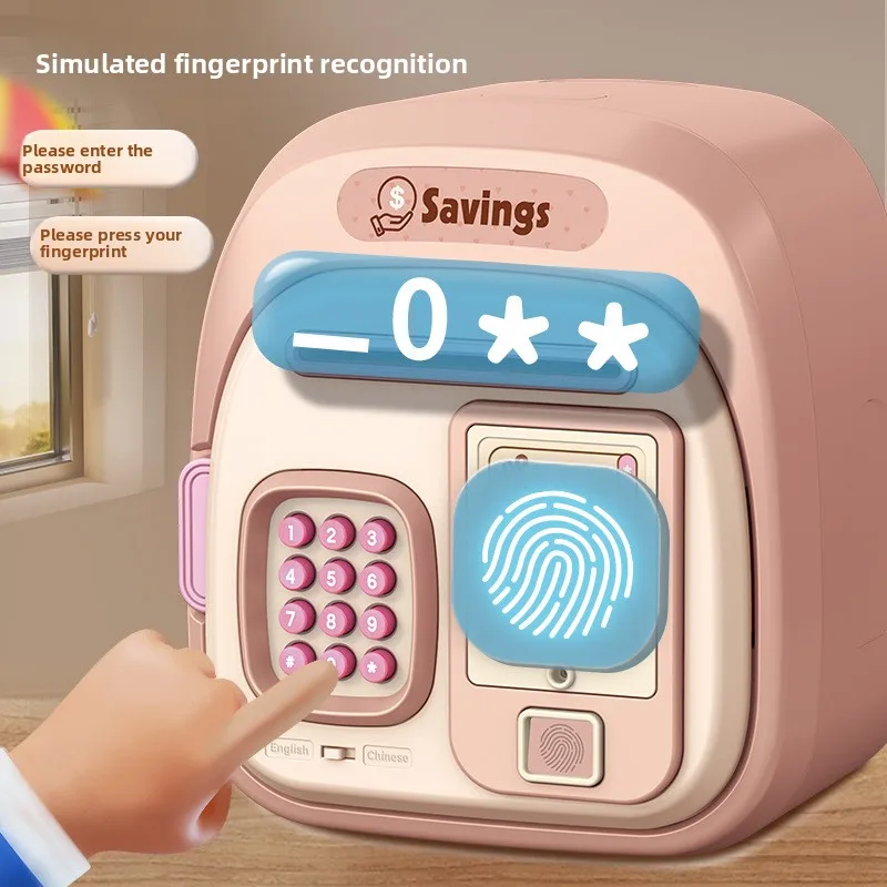 Electric Password Automatically Rolls The Money  Which Can Be Stored in The Piggy Bank Anti-drop Birthday Gift Smart Fingerprint
