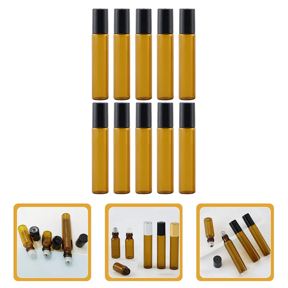 

10Pcs Essential Oil Roller Bottles 10ml Premium Glass Leakproof Travel Perfume Containers Durable Roll Balls Smooth Thick