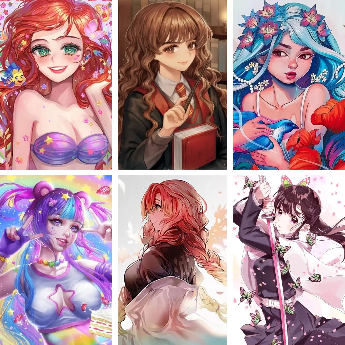 

DIY Diamond Painting Mosaic Cute Anime Girl Japanese Schoolgirl Portrait Full Square Kawaii Anime Poster for Bedroom Decor