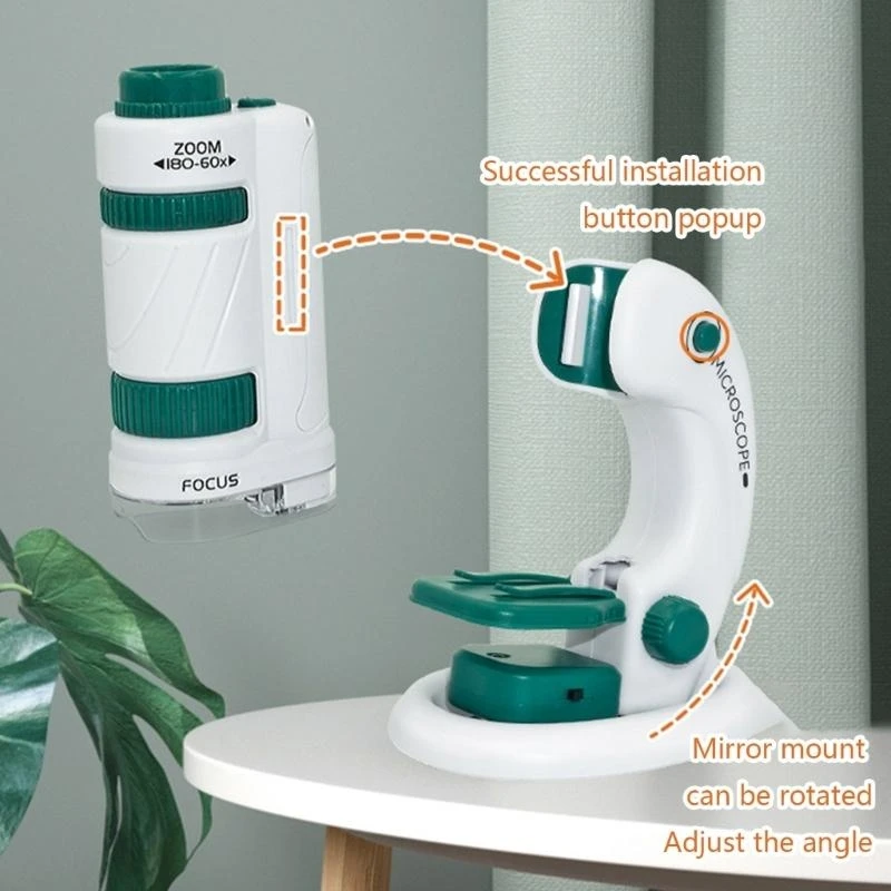 Kính hiển vi bỏ túi đồ chơi dành cho trẻ mới bắt đầu dành cho trẻ 7 8 9 10 tuổi 15UB