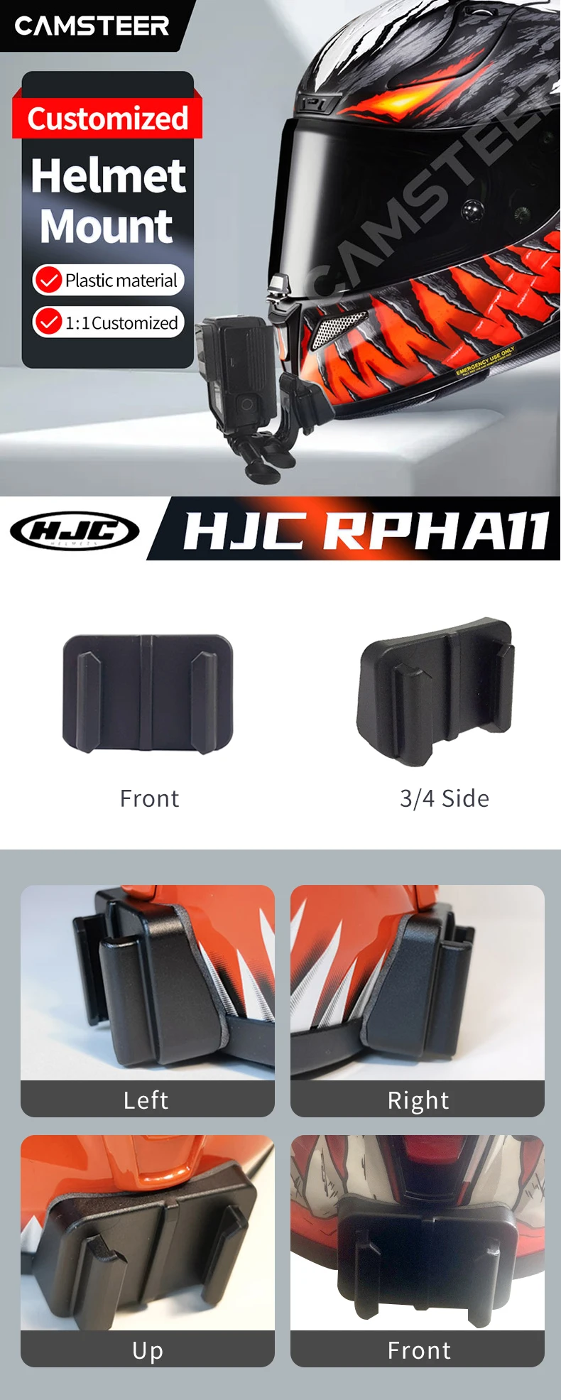 Motorrad Maßgeschneiderte Helm Kinn Halterung für HJC Shoei X14 NXR RF1400 Agv Arai Für GoPro 13 12 11 Insta360 Ace Pro2 X4 X3 DJI 5Pro – Detail 8