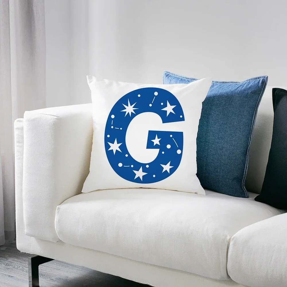 Customizable Home Living Room Sofa Pillowcase Ornament English Abbreviation Blue Star Letter Cushion Pillowcase