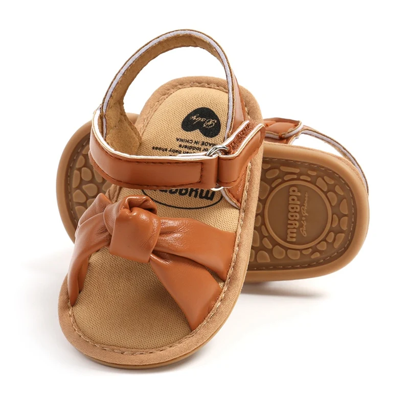 Step into Summer: Stylish PU Bow Sandals for Toddler Boys and Girls with Soft Soles (0-18 Months)