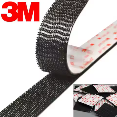3m fita de bloqueio duplo dupla face adesivo cogumelo reclosable prendedor preto transparente fita adesiva forte durável