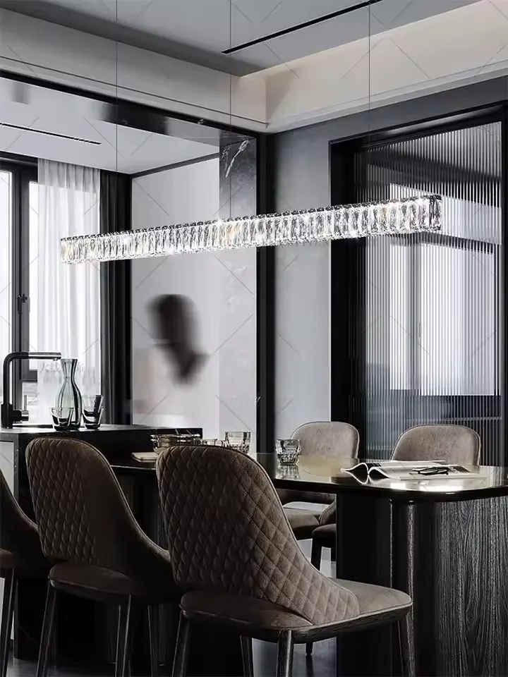 Light Luxury Restaurant Pendant 2025 New Long And Atmospheric Dining Table Bar Desk Lamp Light Luxury Crystal Pendant Lamp LED
