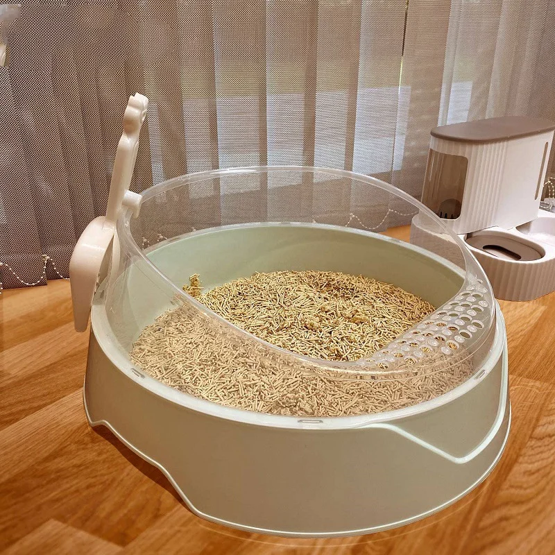 

Semi-Enclosed Pet Plastic Sandbox Cat Sandbox Toiletries, Cleaning Basin, Non-Slip Sink Smart Pet Cat Dish House Cat Hygiene Cat