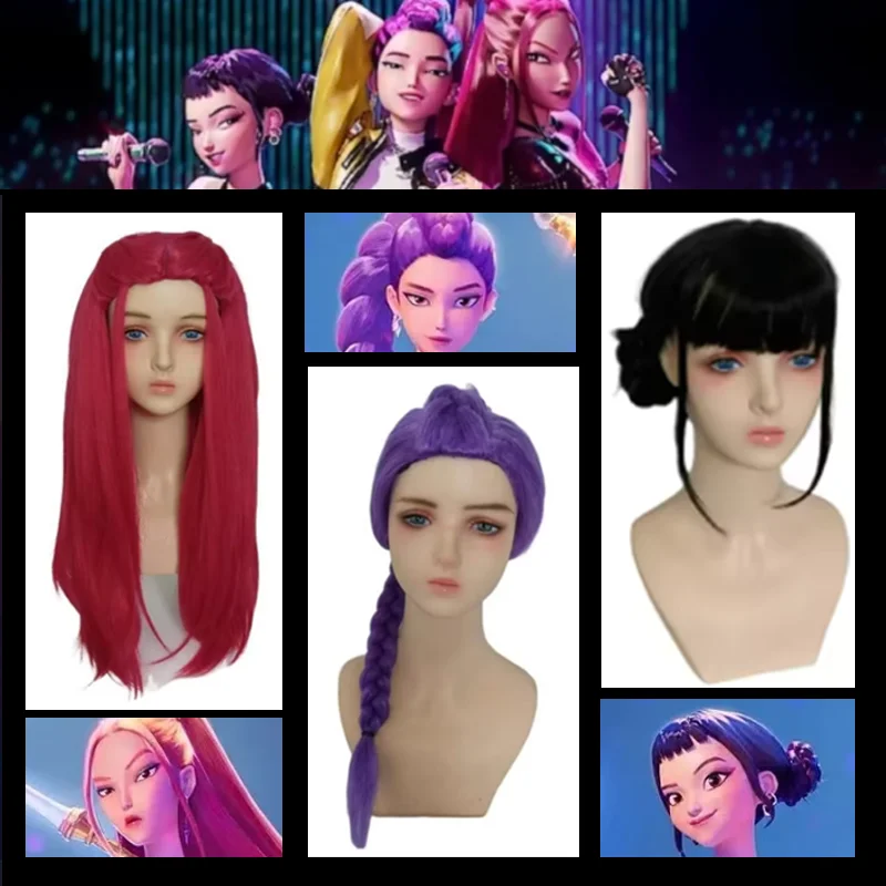 

Kpop Demon Hunters Kid аниме парики косплей для Руми Мира Зои косплей синтетический парикCap Рождество Хэллоуин костюмы для косплея парики