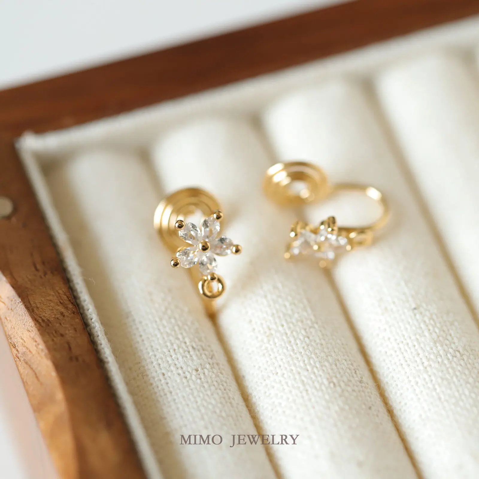 Gold Plated Copper Earrings Base Blank Pentagram Flower 925 Silver Needle Ear Clips DIY Jewelry Making Supplies
