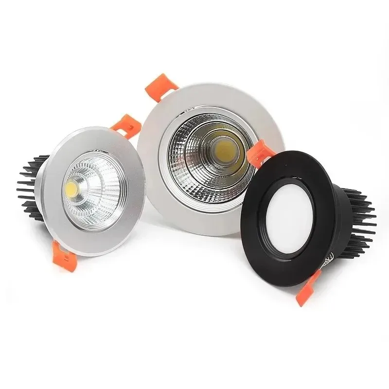 Ściemnialne wpuszczane oprawy LED typu Downlight 5W 7W 9W 12W 15W 18W COB Sufitowe lampy punktowe LED AC110V/220V Lampy sufitowe LED Oświetlenie