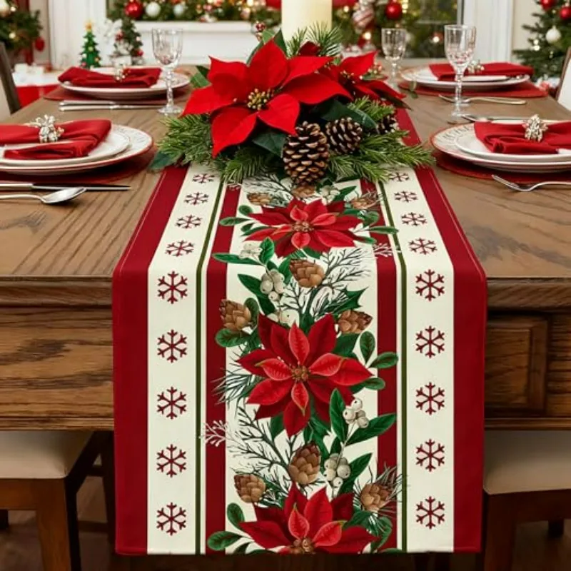 VIKAMA Weihnachts-Tischläufer, Restaurant, Esstisch, Schrank, Tischdecke, Urlaubsdekoration, Heimdekoration