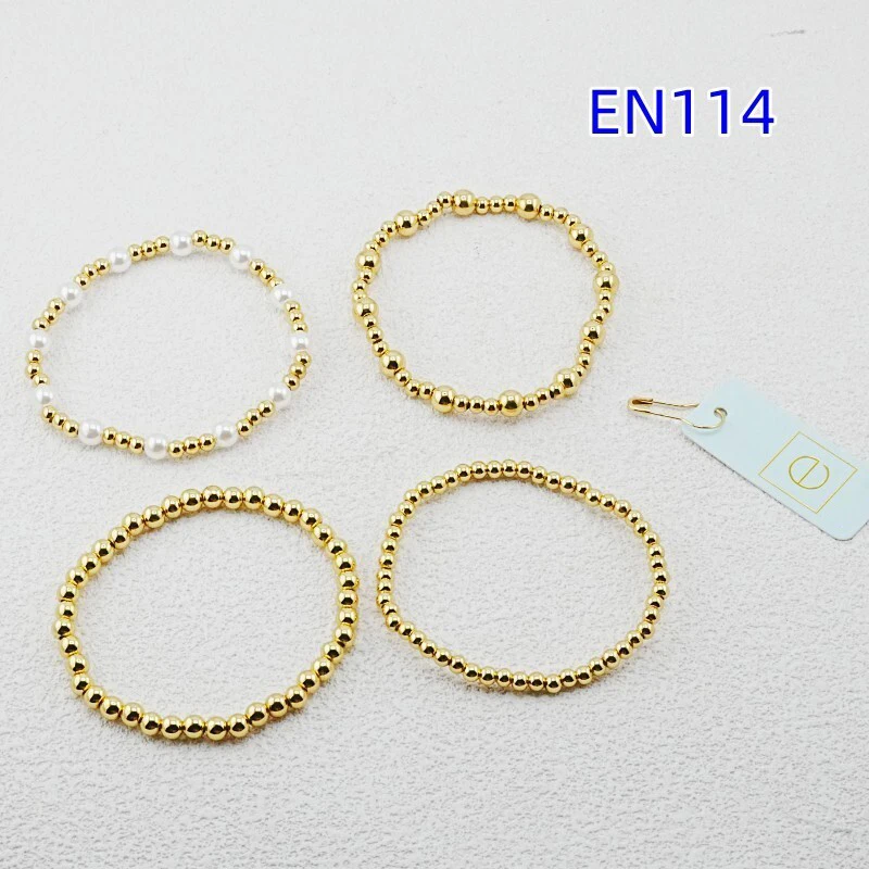 VKVVA Fashion Jewelry White Pearl and Gold-plated 4pcs Bracelet Set for Women Birthday Gifts, Unique Gift