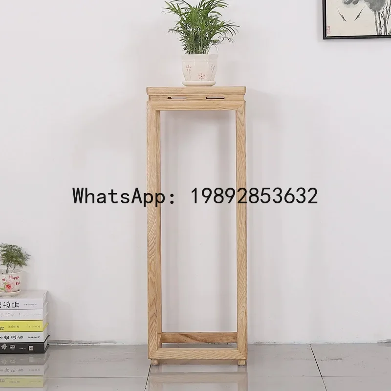 H5.20 new chinese style ash wood entryway bonsai stand balcony living room decorative flower stand shelf - view 4