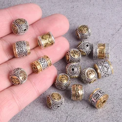 5PCS Nepalese Buddhist Tibetan Silver/Gold Color Brass Metal Loose Beads For Jewelry Making DIY Bracelet Findings