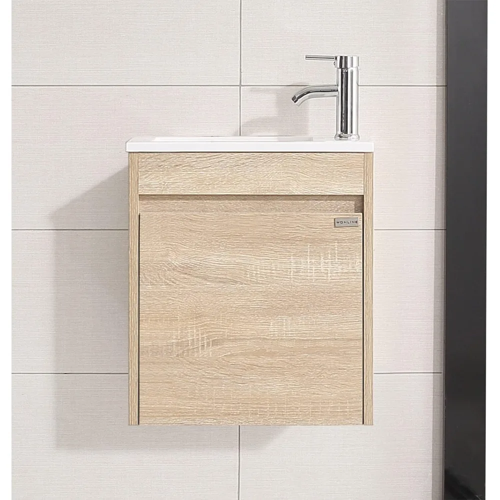 Single Sink Bathroom Vanity, Floating Modern Bathroom Vanity with Sink for Small Space