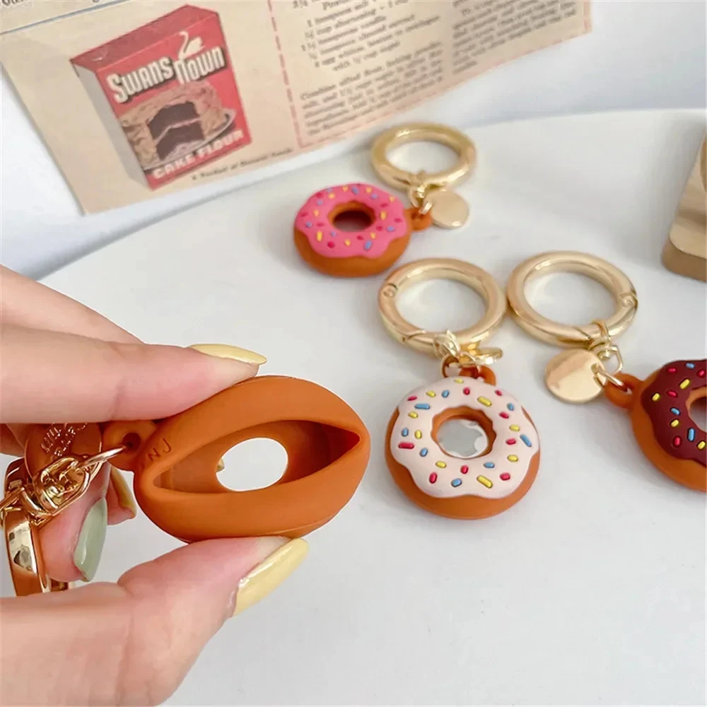 Silicone Case for Apple Air Tag Tracker Case Cartoon Donut Silicone Case for Apple Airtag Case Dog Collar GPS Finder Protective