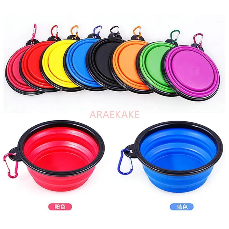 1pcs Dogs Feed Folding Bowl Portable Puppy Water Container with Carabiner Folding Cats Bowl Pets Accessories Bowl