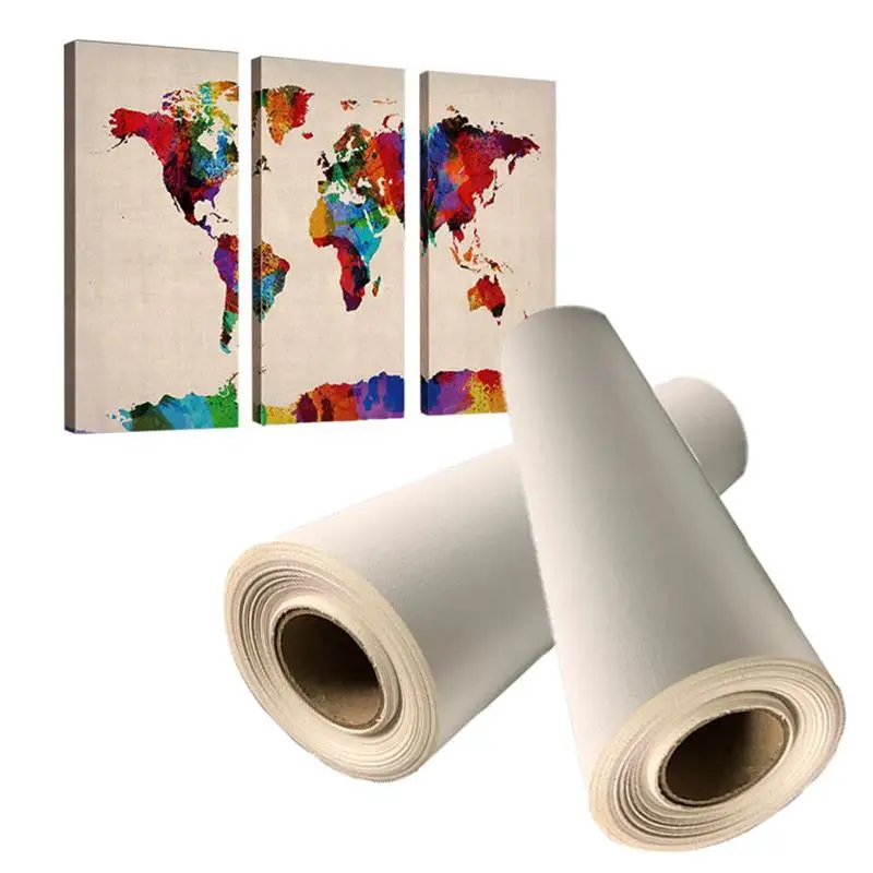 الشركة المصنعة 380 جرام سطح غير لامع مقاوم للماء 100% قطن لفة قماش نافثة للحبر 18 متر لكل لفة #5