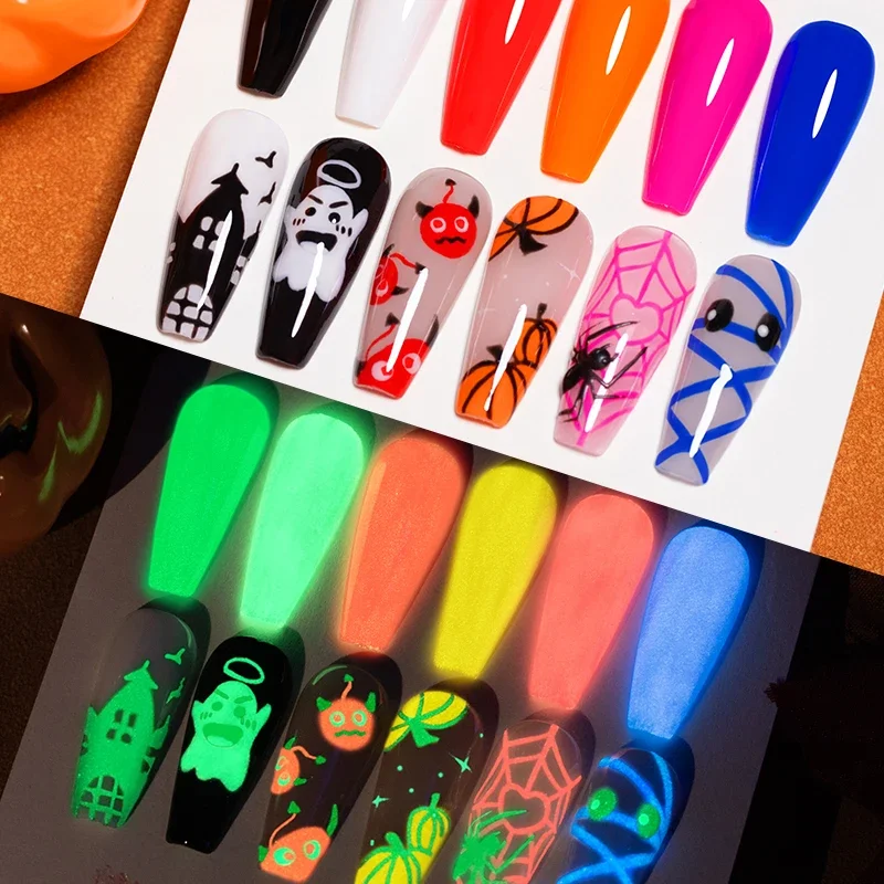 Glow-in-the-Dark Neon Colors No Wipe Painting Gel Nail Polish DIY Luminous Drawing Liner Gel Soak Off Nail Art Varnish Manicure