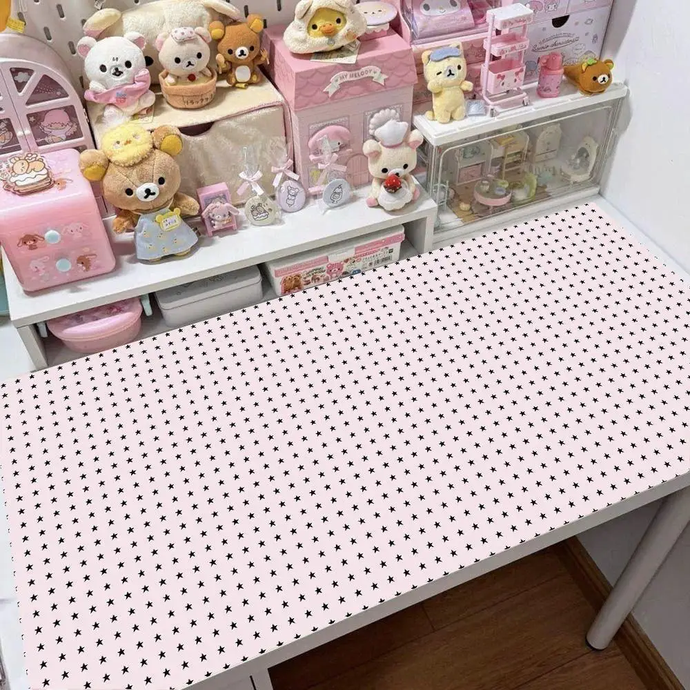 Leather Desk Pad Protector FULL Screen Polka Dots Stars Y2K Mouse Pad Office Desk Mat Waterproof Non-Slip PU Desk Blotter Pad