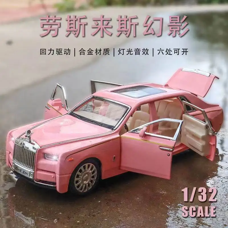 1:32 Alloy Collectible Pink Rolls Royce Phantom Toy Pull Back Vehicles Diecast Car Model