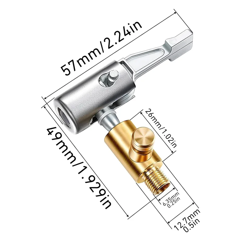 2Pcs Lock On Air Chuck Tire Inflator,Metal Locking Tire Air Chuck With Air Release Valve,8Mm Standard Tire Valve Thread Durable