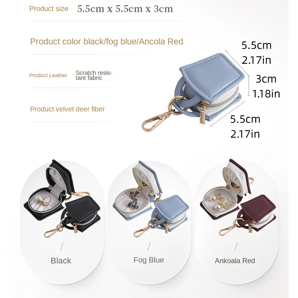 صندوق مجوهرات صغير متين لطيف من البولي يوريثان مع سلسلة مفاتيح صناديق تخزين سوار محمولة صندوق عرض مجوهرات بسيط أنيق في الهواء الطلق #6