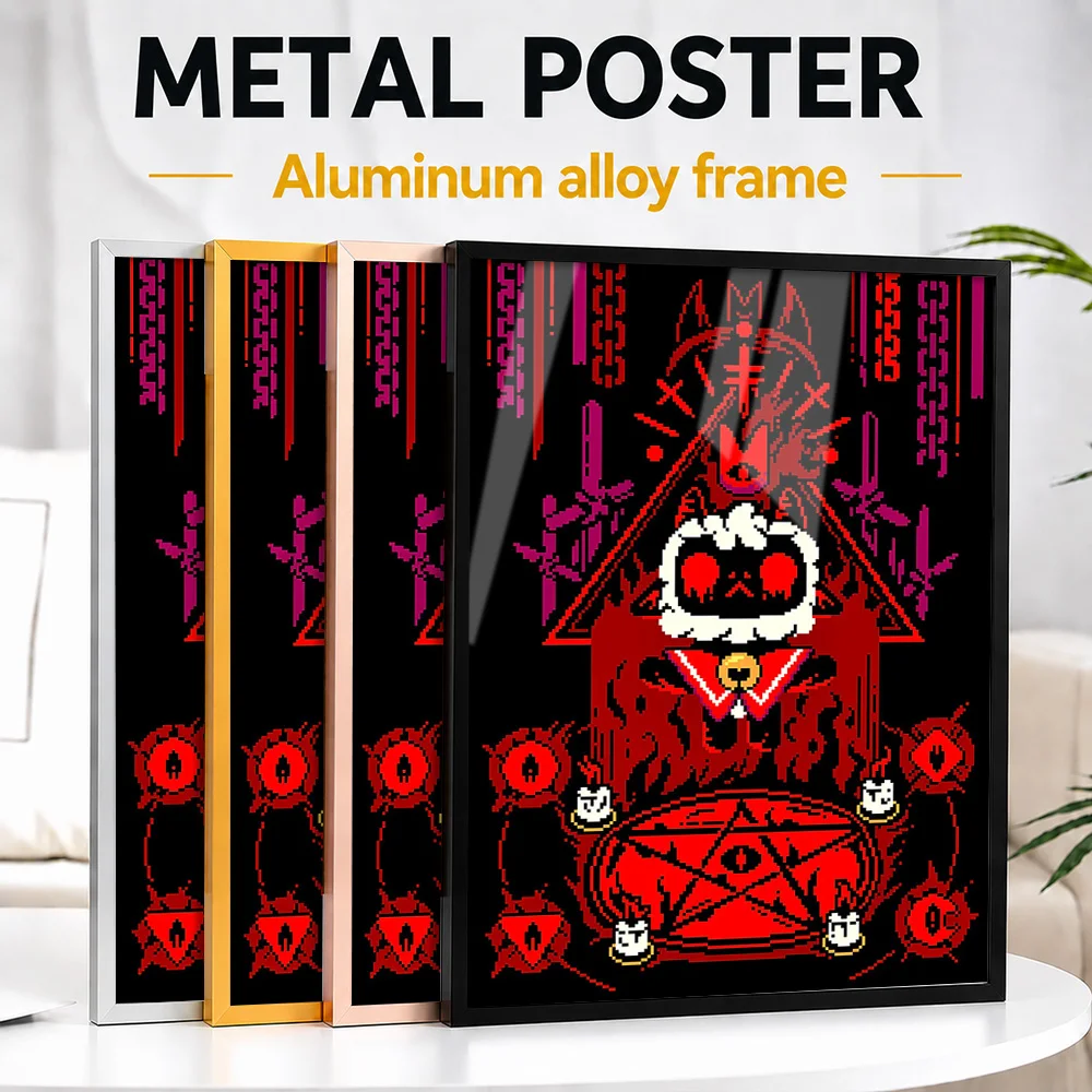 Cult Of The Lamb Framed Metal Poster Customized Pixel Inspired Wall Art For Games Room And Creative Studio, Fantasy Fan Gift