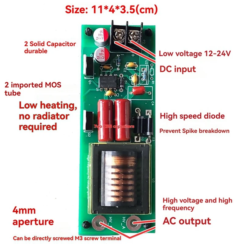 12V/24V To 1KV/2KV High Frequency AC Output Booster Electronic Inverter High Voltage Module Multiplier Board Driver