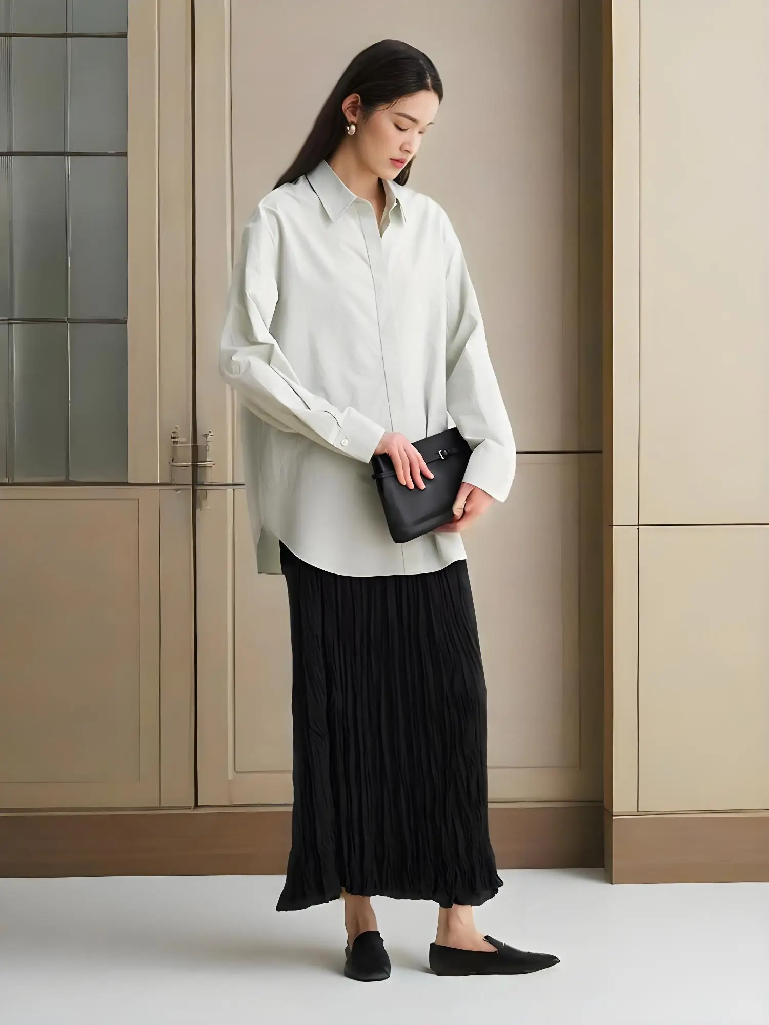 

Miyake's New Minimalist Hand-pinched Pleated Skirt Casual Literary Pleated Skirt Pleat Fashion Versatile Medium and Long Skirt