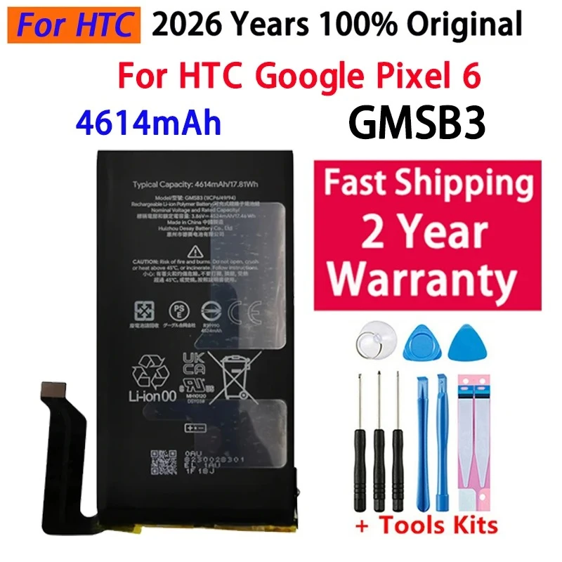 

Fast Shipping High Quality GMSB3 4614mAh Phone Replacement Battery For HTC Google Pixel 6 Pixel6 Batteries Bateria +Tools