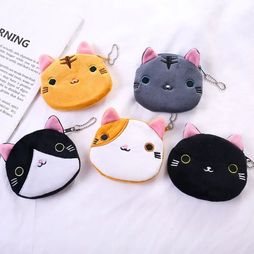 Padrão bonito gato moeda bolsa design dos desenhos animados sacos de fone de ouvido carteira de pelúcia batom saco cosmético moeda sacos de dinheiro