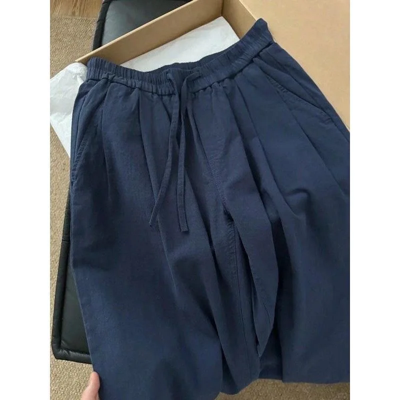 Retro giapponese i Color Cotone Lino Estate da uomo Sottile Sle Pantaloni casual Drappeggio Pantaloni larghi Mounatten Gamba dritta Casual...