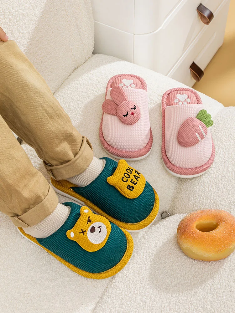 

Детские льняные тапочки, весна, лето, осень, домашнее использование, тканевый ботин для мальчиков и девочек, летние домашние детские тапочки Baby oes